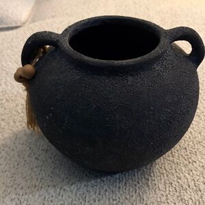 Black Textured Pot with Handles